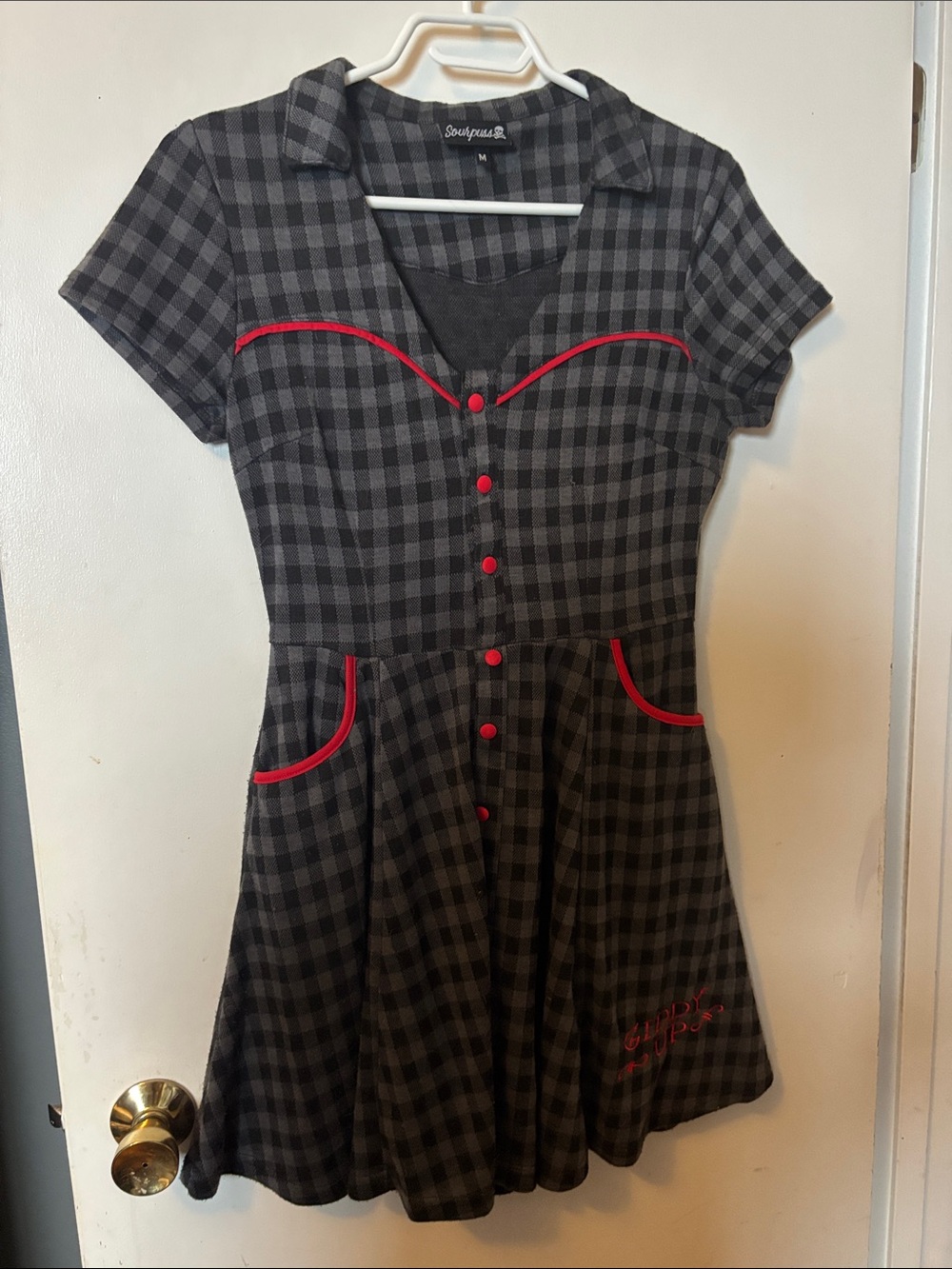 Y2K Sourpuss western gingham cowgirl pin-up dress - size M